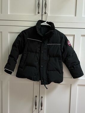 Canada Goose Kids Black Puffer Coat with Reflective Trim